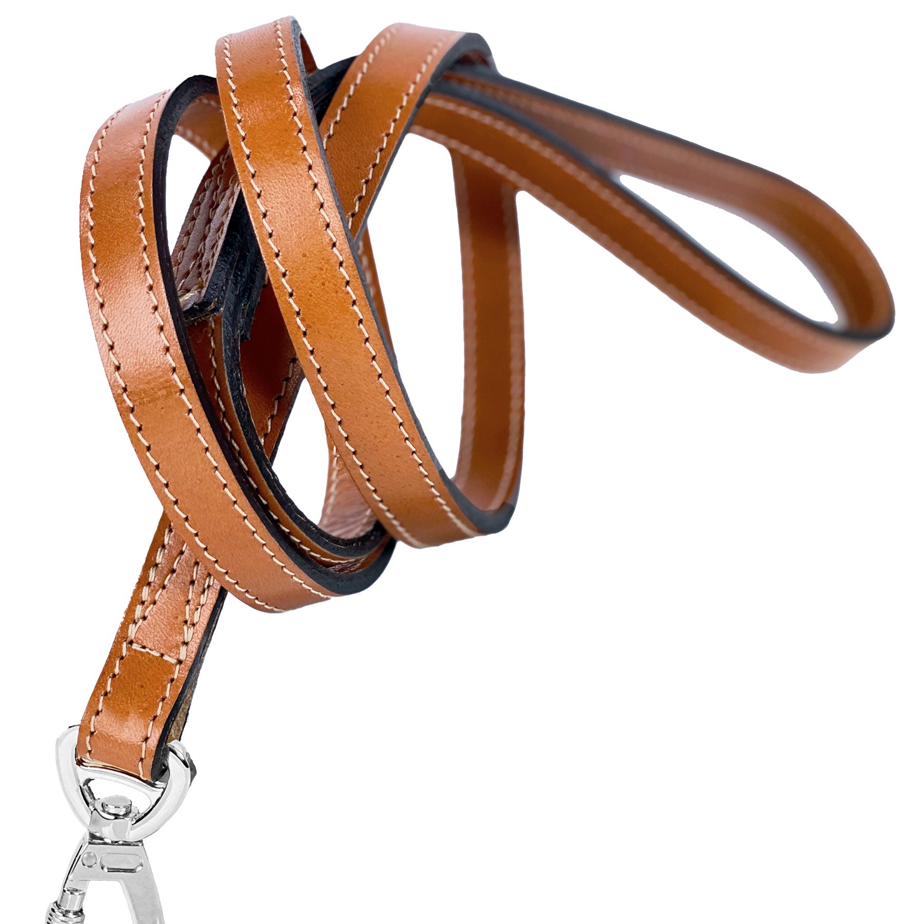 Belmont Dog Leash in Buckskin & Nickel