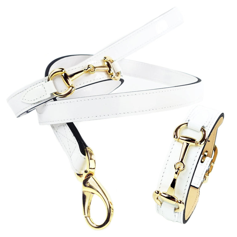 Belmont in White Patent & Gold