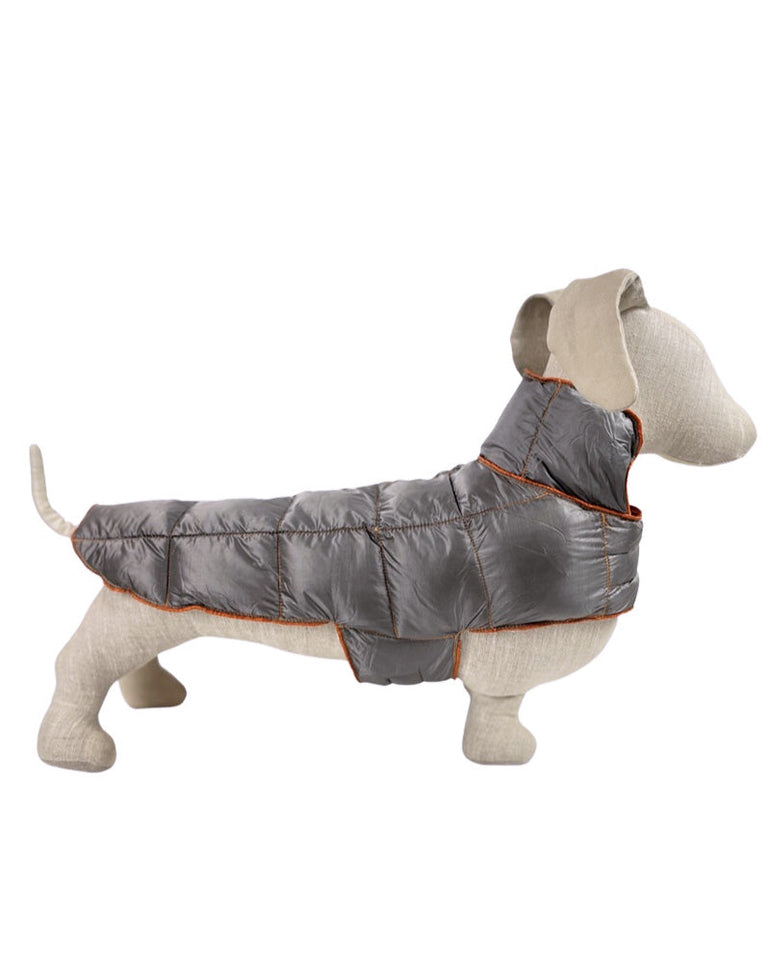 Ultralite Reversible Down Dog Coat in Taupe & Burnt Orange
